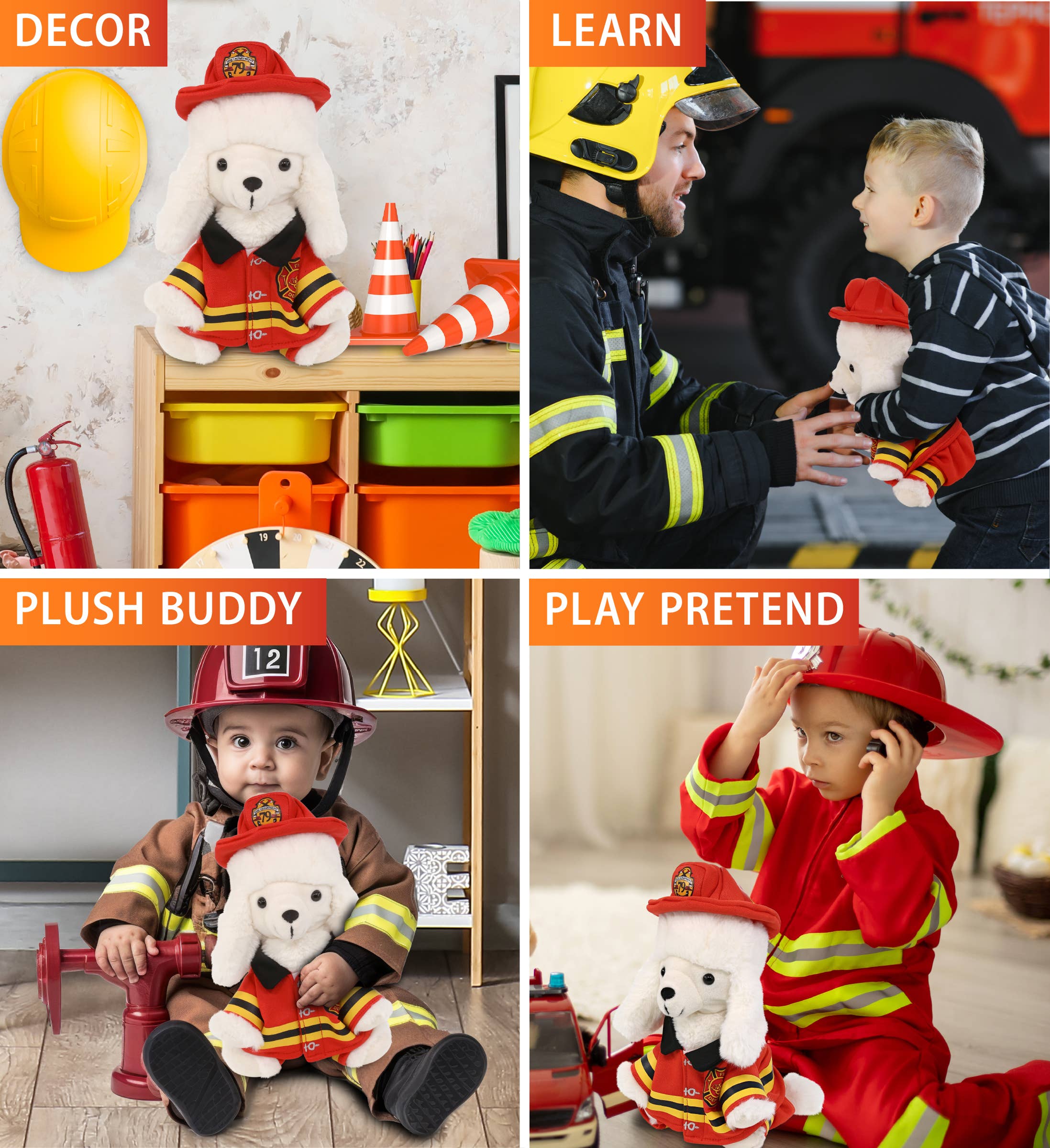 Cota Global - Wholesale Stuffed/Plush Toy - Kids & Baby - Plush Fireman - Super Soft Plush - White Poodle Dog3