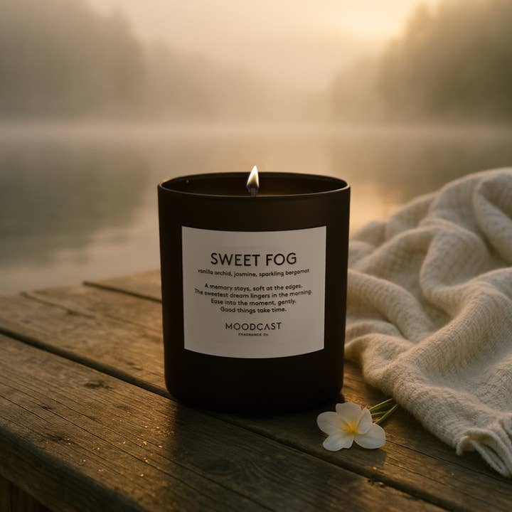 Moodcast Fragrance Co. - Wholesale Jar/Filled Candle - Coconut Wax Candle - Night & Day - Sweet Fog - 8oz Glass Jar1