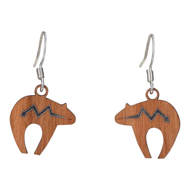 Woodcutts Inc. - Wholesale Dangle Earrings - Fetish Bear Twig Earring with Silver Foil Accent