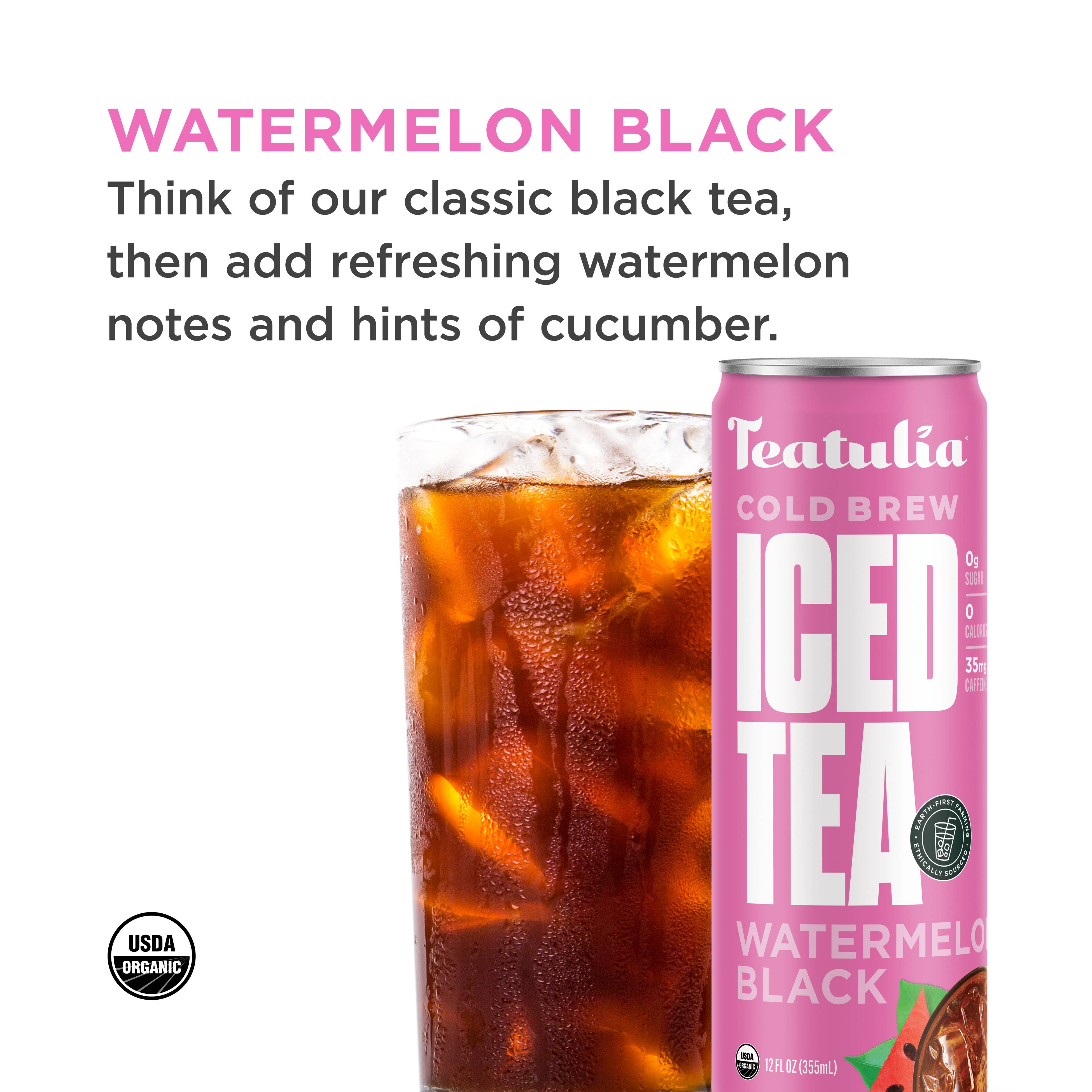 Teatulia Organic Teas - Wholesale Iced Tea - Watermelon Black Organic Unsweetened Iced Tea Can3