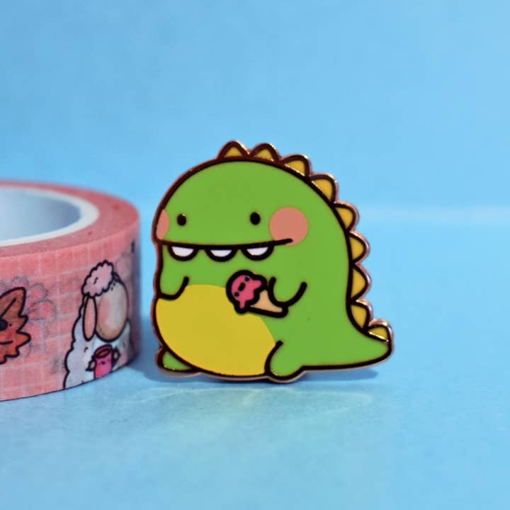 Dinosaur Enamel Pin for wholesale by Toastedink