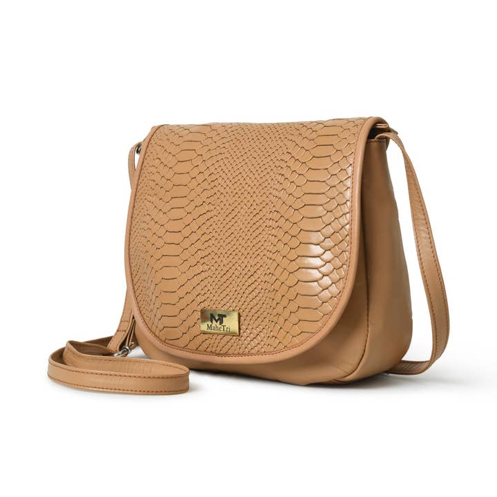 The Croco Satchel- Beige for wholesale by MaheTri LLC - Leather & Lifestyle Goods
