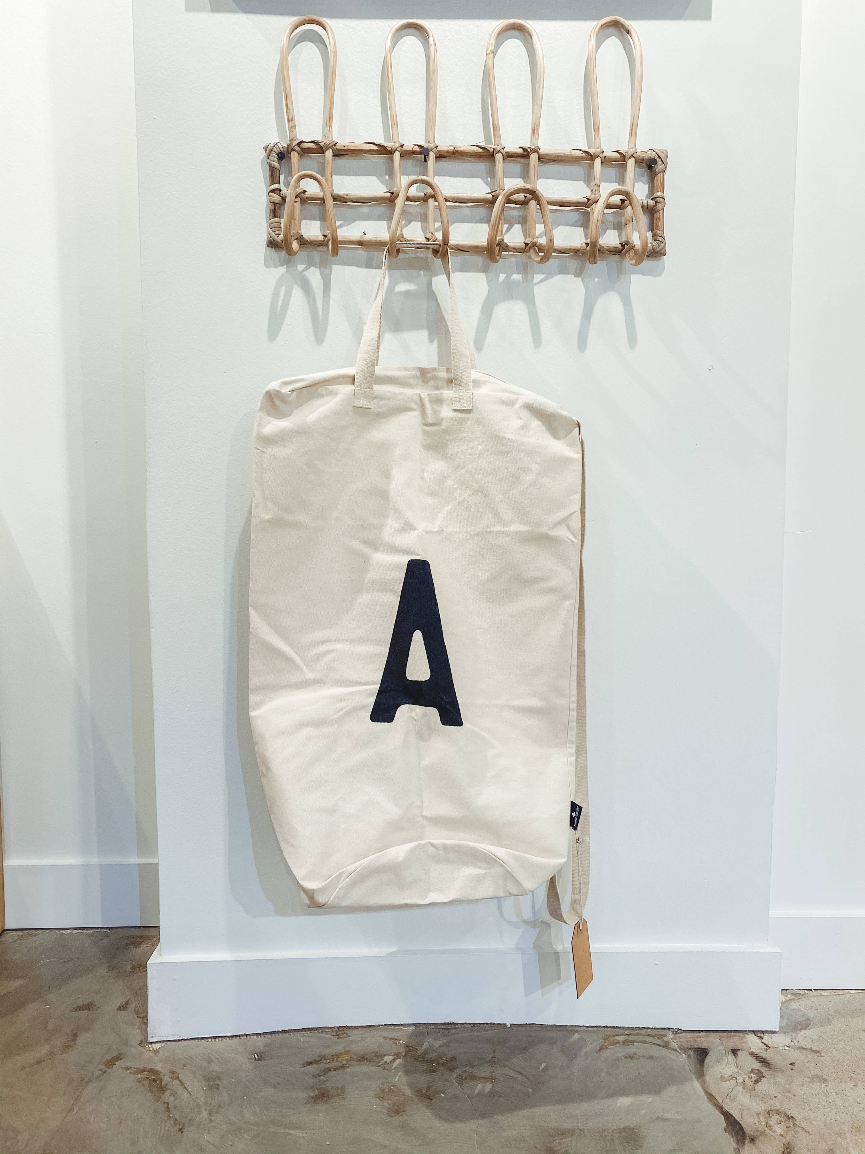 Modern Burlap - Wholesale Laundry Bag - Cotton Canvas Laundry Bag With Shoulder Strap - Alphabet0