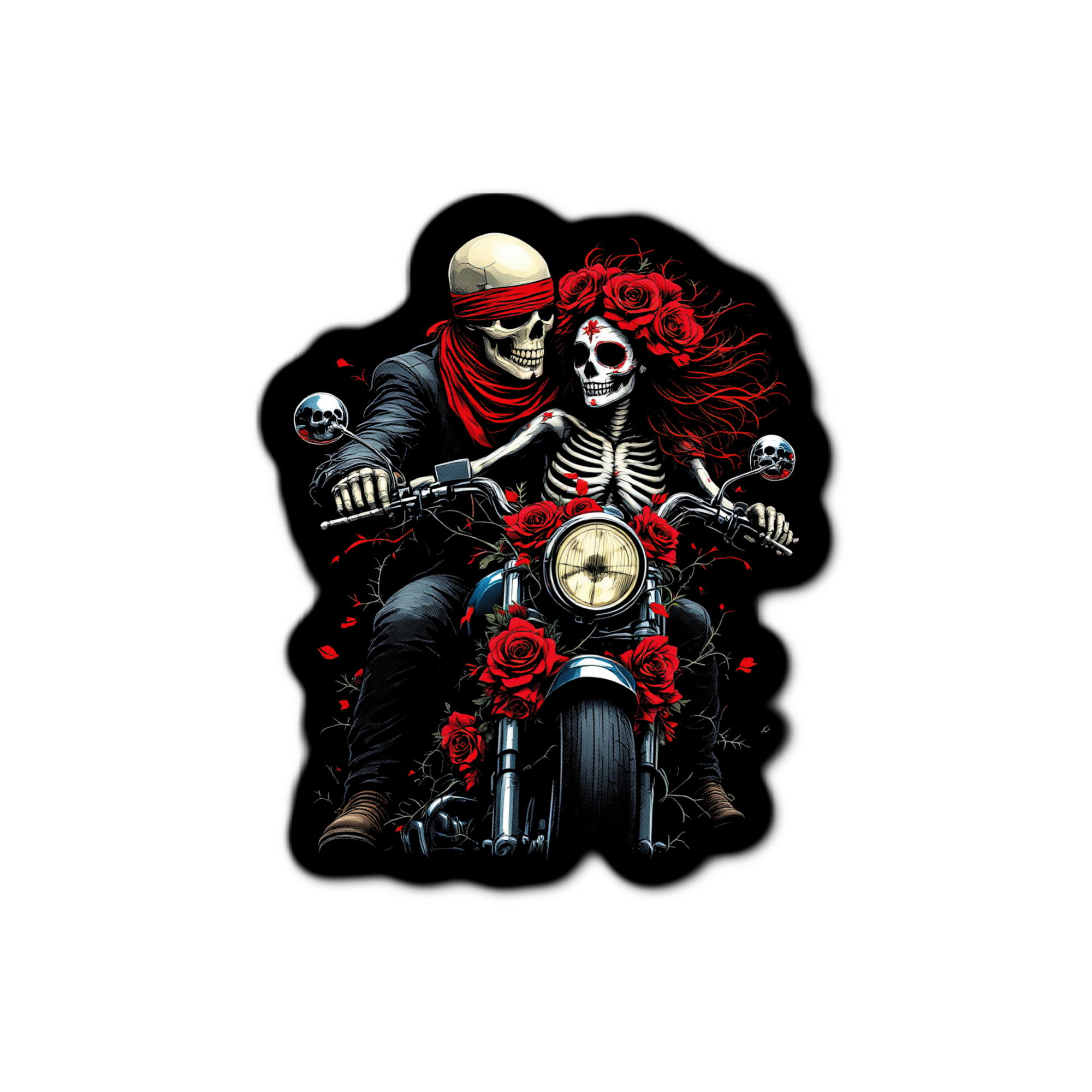 Stick-It Expressions - Wholesale Phone & Laptop Stickers - Skeleton Motorcycle Couple Sticker0