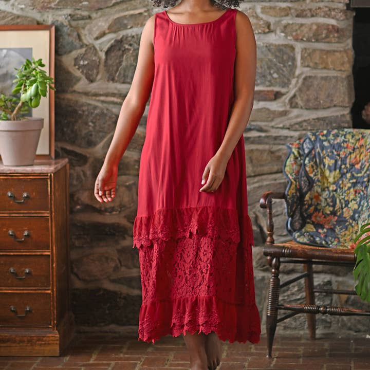 Camille Slip - Scarlet Red for wholesale by April Cornell Apparel