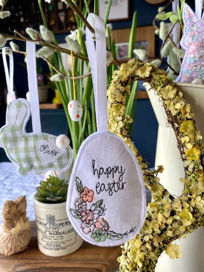 Easter Egg Hanging Decoration for wholesale by Girl Friday Embroidery