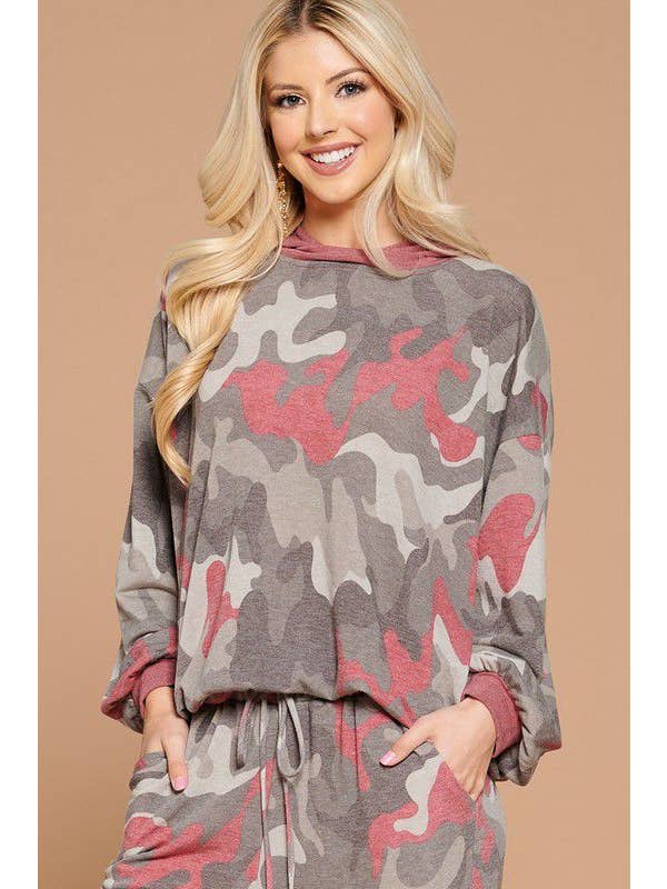 Emerald Collection - Wholesale Hoodie - Dames - ETK-8171 Army Camo hoodie met Franse badstof