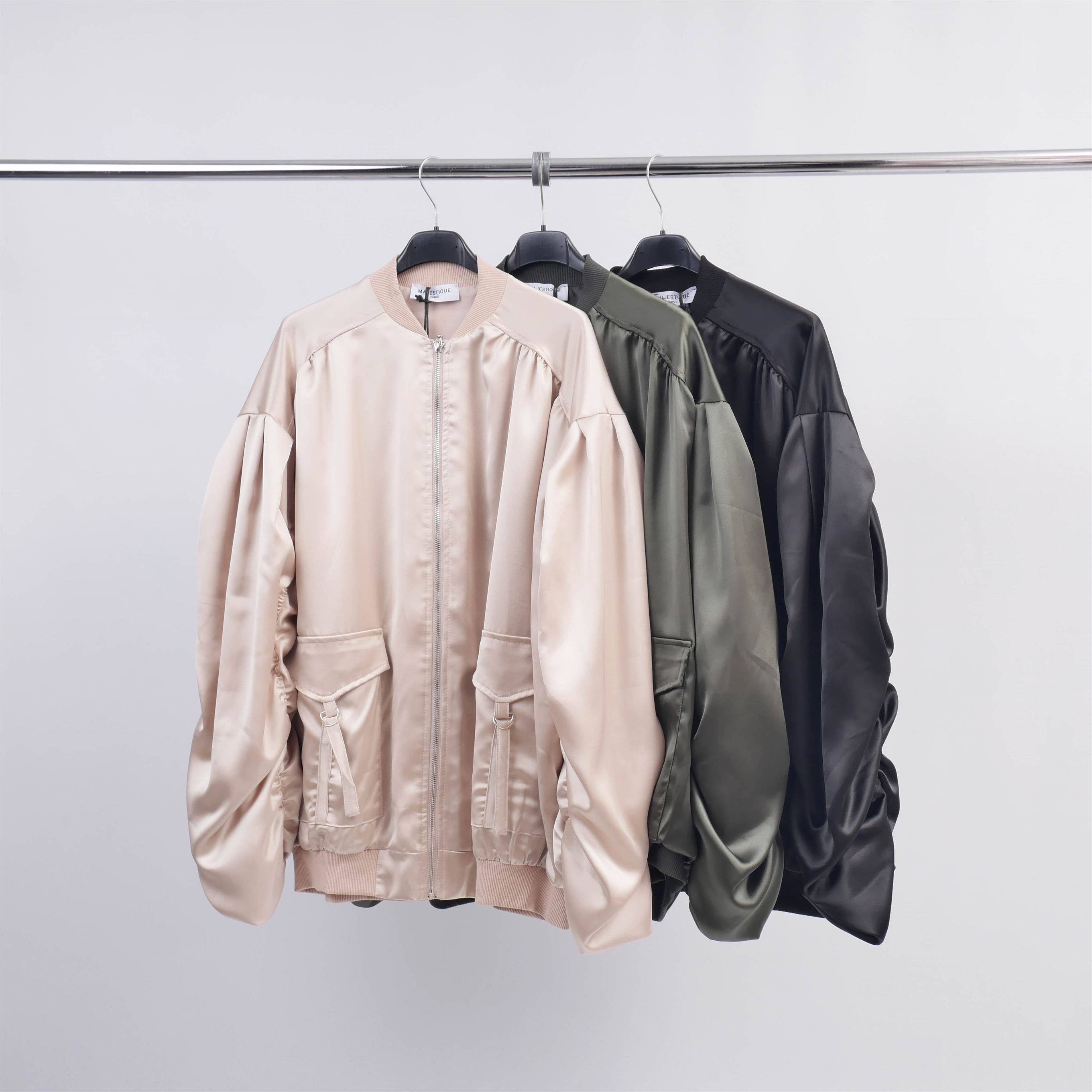 Cecile Wang - Wholesale Jacket - Women's - Satin Zip Jacket MJ840693