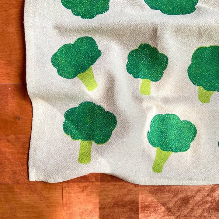 Bright Beige - Venta al por mayor Servilletas de tela - Servilletas de algodón impresas a mano con brócoli, juego de 4.1