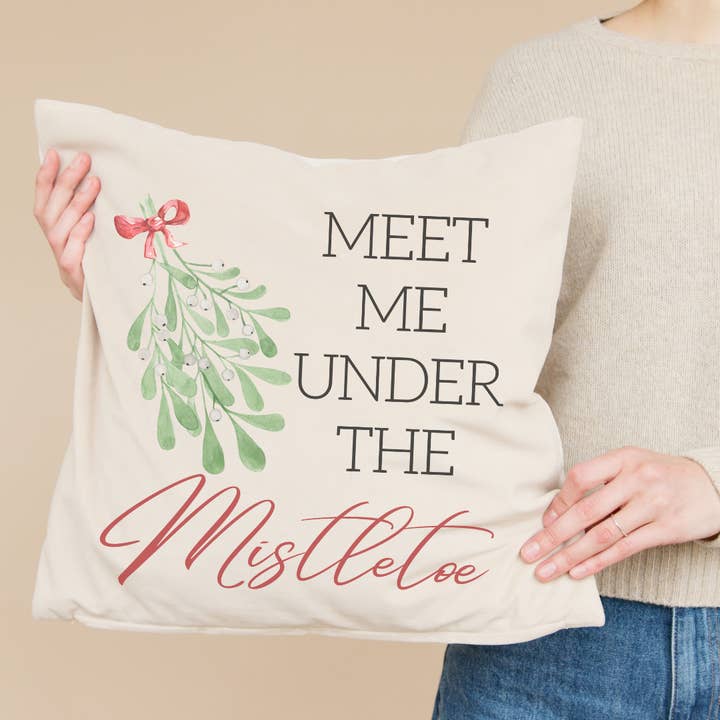 Meet Me Under the Mistletoe Pillow Cover for wholesale by Go Charlotte