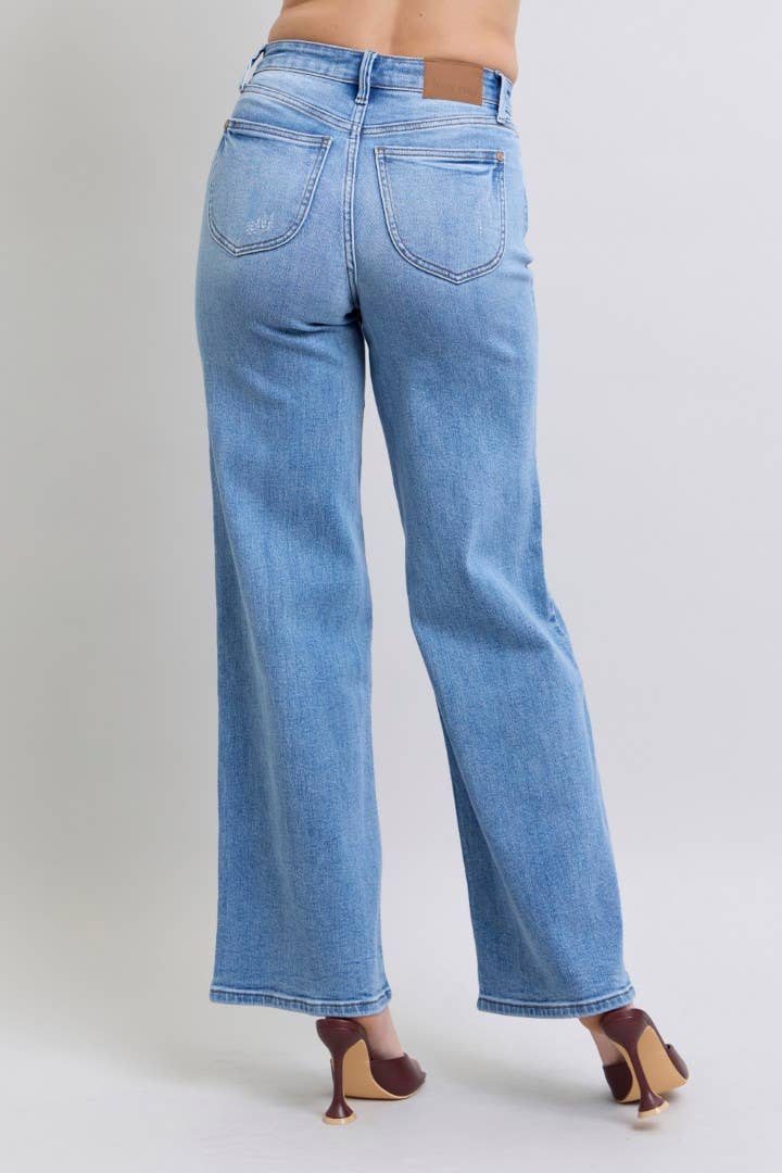 MD High Waisted Vintage Wash Retro Wide Leg for wholesale on Faire5