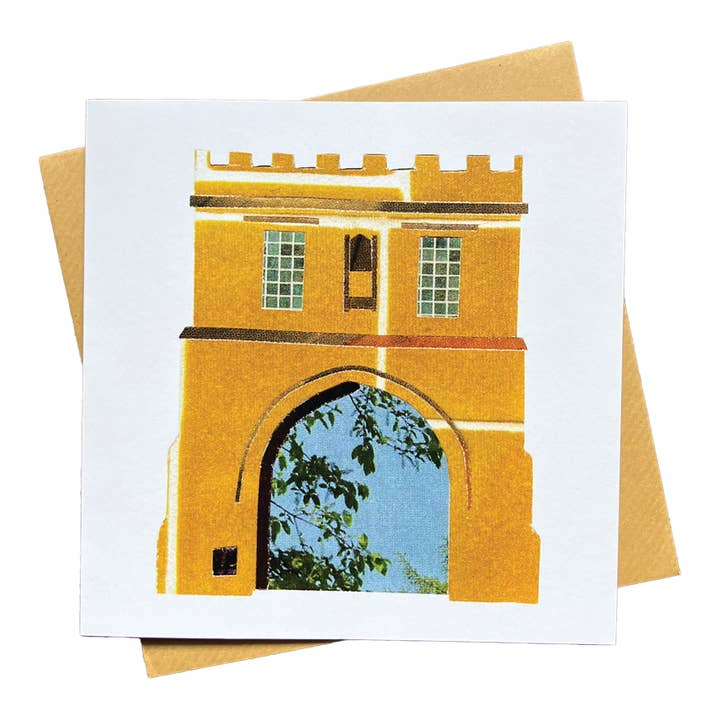 Yellow Castle Architecture Greetings Card for wholesale by Soodle Street Studio