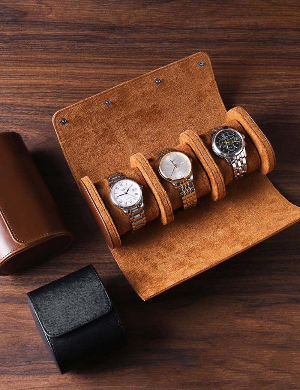 Dipped Shop - Wholesale Jewelry Box/Organizer - Minimalist Watch Roll Travel Case for 3 Watches DP25F7572