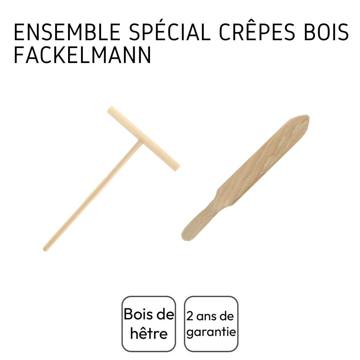Zenker - Vente Assortiment d'ustensiles de cuisine - Ensemble de 2 ustensiles en bois pour crêpes Fackelmann Wood Edition3