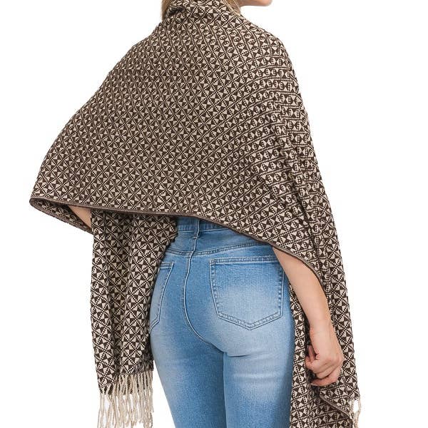 Cap Zone - Wholesale Scarf - Women's - Navajo Aztec Geometric Patterned Fringe Trim Brushed Blanket5