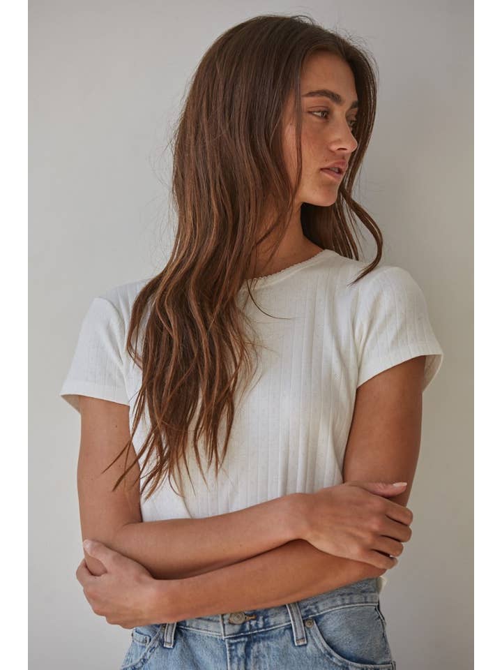 By Together - Wholesale Knit Top - Women's - L8346 | Knit Polyester Rayon Spandex Pointelle Ribbed Top 4