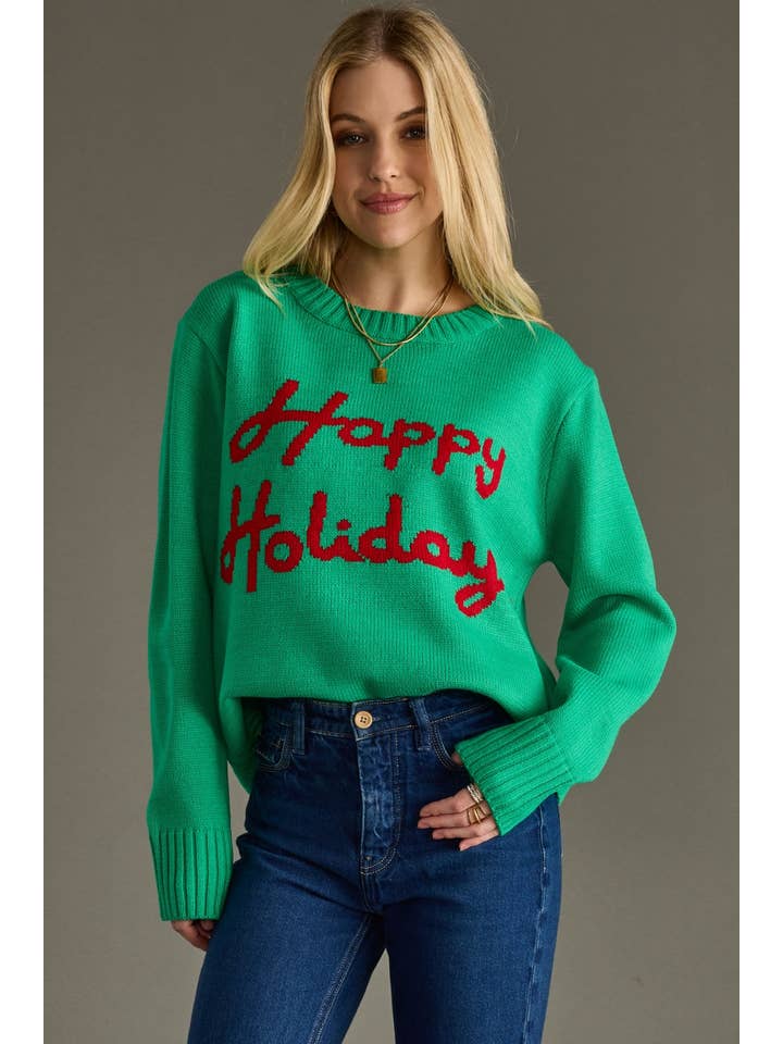 Panache Apparel Co. - Vendita all'ingrosso Maglione tricot - Donna - Maglione Verde e Rosso Buone Feste