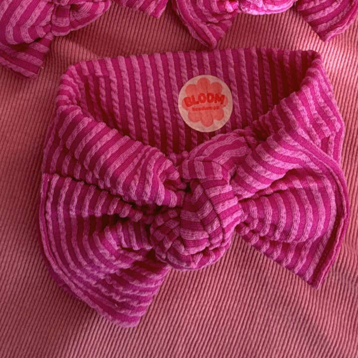 Drakenfruit Golvend Geribbelde Strik Hoofdband voor wholesale door Bloom Headwraps