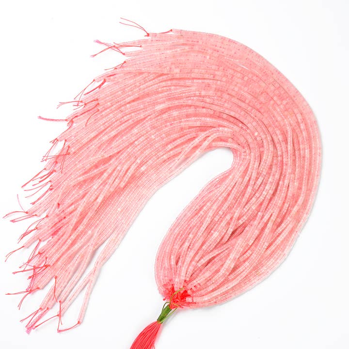 Rose Quartz Heishi Rondelle Discs Shape Genuine Beads PRP421 for wholesale by Beads Creation