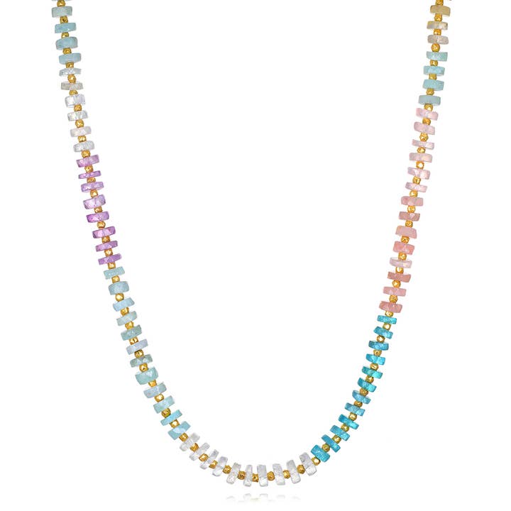 Heishi Sparkle Necklace Multi Pastel for wholesale by Amelia Rose Jewelry