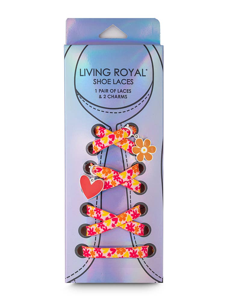 Living Royal - Wholesale Shoelaces - Kids & Baby - Shoelaces w/ Charms Set - Flowers w/ Flower & Heart Charms1