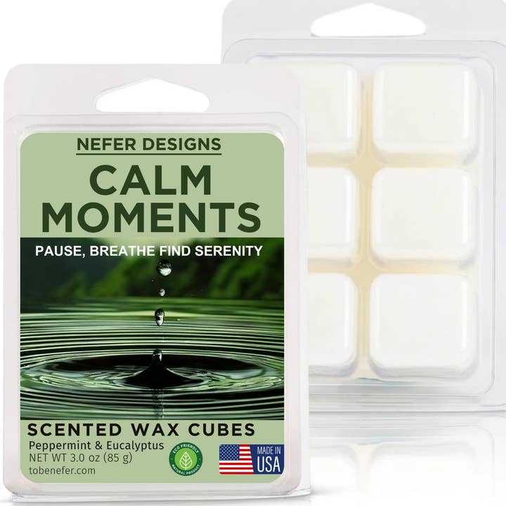 Nefer Designer Candles & Home Decor - Wholesale Wax Melt - Calm Moments Soy Wax Melts-Organic Strong Scent Clamshell