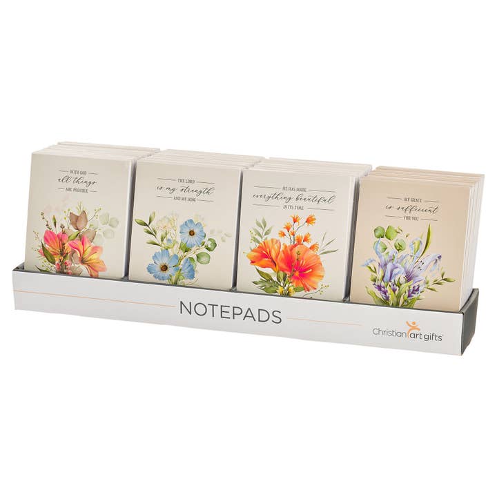 Small Floral Notepad Pre-Packed Merchandiser for wholesale by Christian Art Gifts