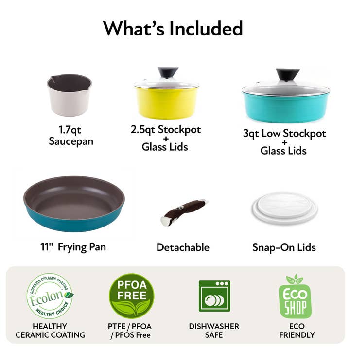 Neoflam - Wholesale Cookware Set - MIDAS 9-Piece set - Misty Forest w/Detachable Handle