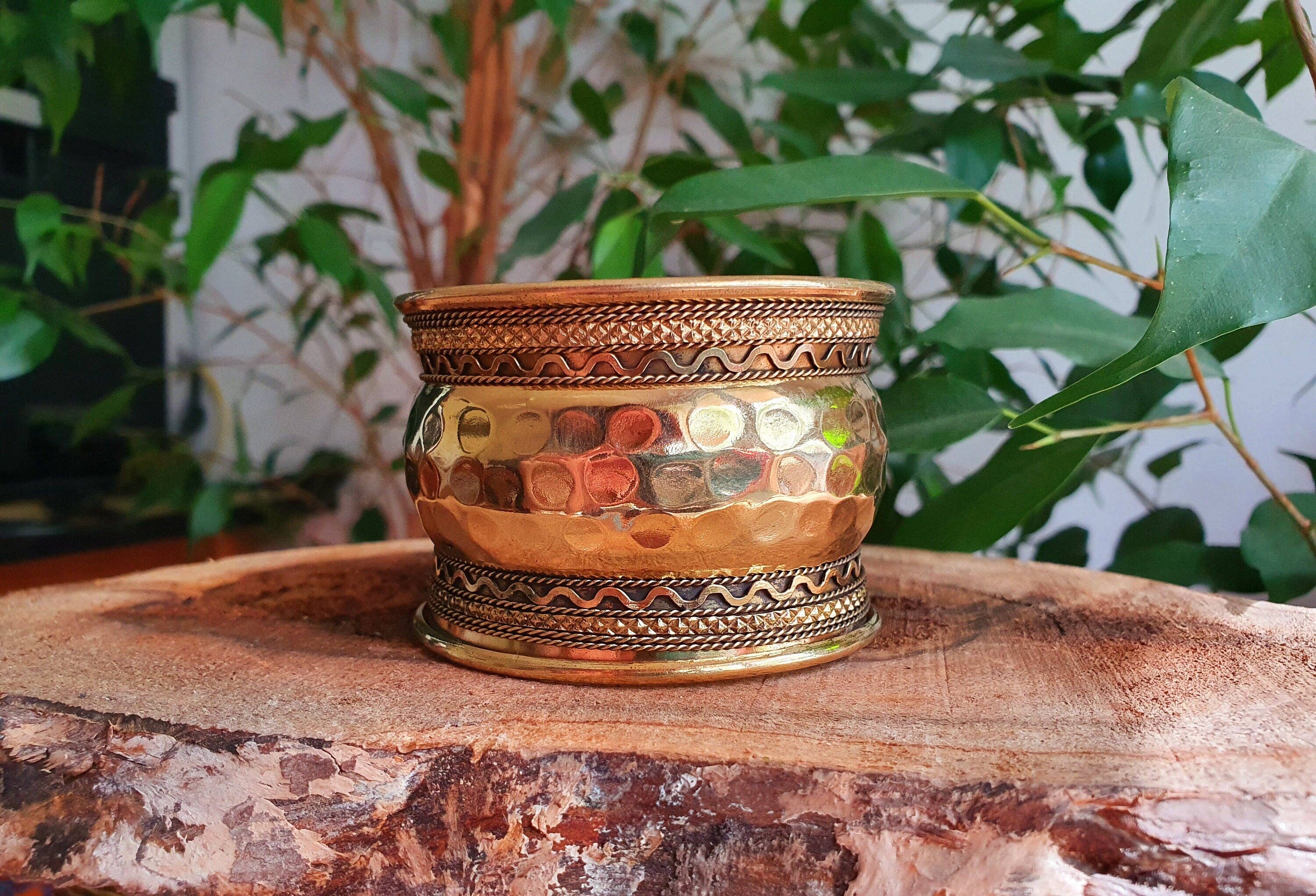 Kaali Boutique - Wholesale Cuff Bracelet - Textured Brass Cuff Bracelet / Tribal / Hammered / Boho / Ethnic / Rustic / Bohemian / Hippie / Gypsy / Jewellery / Adjustable / Unisex /7