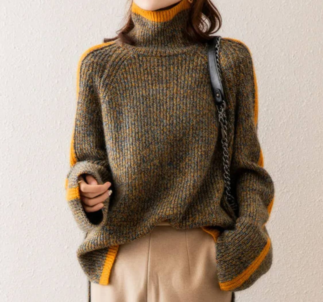 Serenity Collective - Wholesale Knit Sweater - Women's - Contrast Turtleneck Sweater1