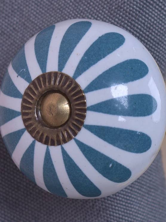 Turquoise Color Handmade Decorative Ceramic Flower Curtain Tie Back Hook Rustic Bathroom Towel Hook Antique Hook (Set of 2) for wholesale by KNOBCO