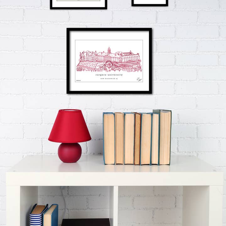 Townsville Art - Venta al por mayor Ilustración - Decoración de pared minimalista de la Universidad de Rutgers, arte de Nueva Jersey