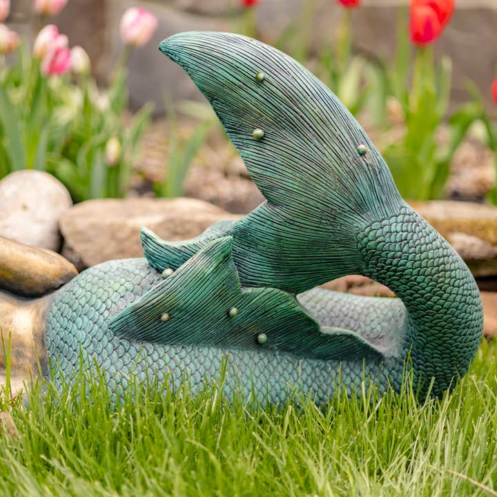 Zaer Ltd. International - Wholesale Outdoor Ornament/Decor - 37" Long Mermaid Lying Down Garden Statue "Finnleigh"7