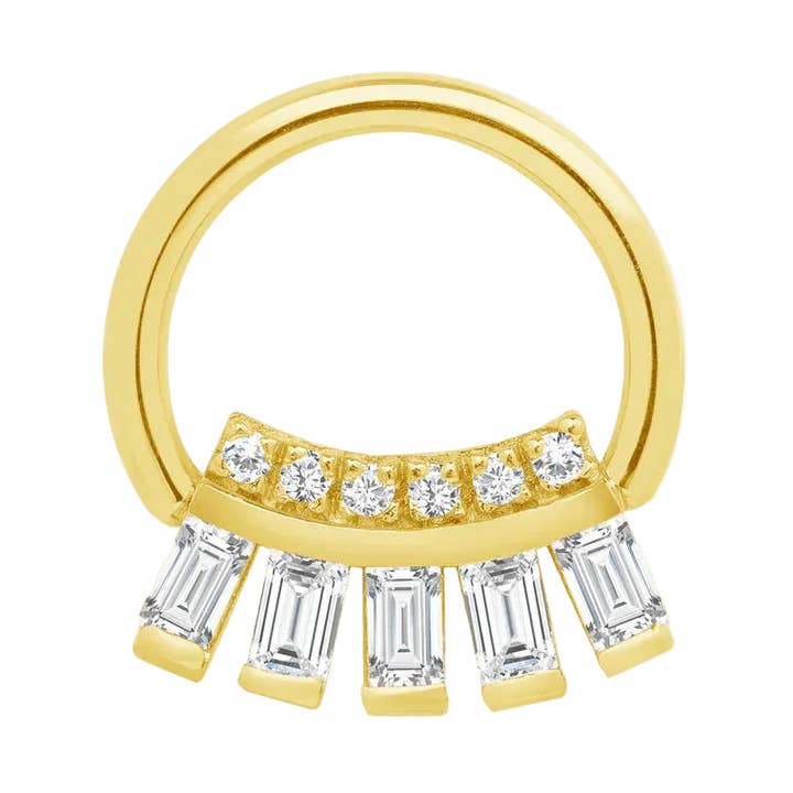 Baguette Beauty Seamless Ring – 14K Gold Multi-Baguette Arc for wholesale by Piercing-zone