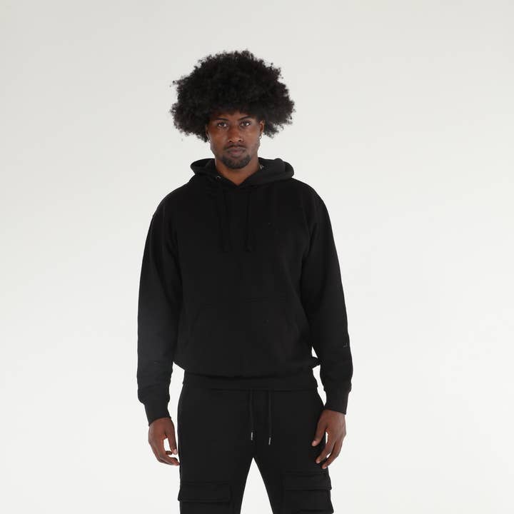 Stylo - Wholesale Top & pant set (not loungewear) – Men's - 6 Pocket Black Stacked Flare Sweatsuit0