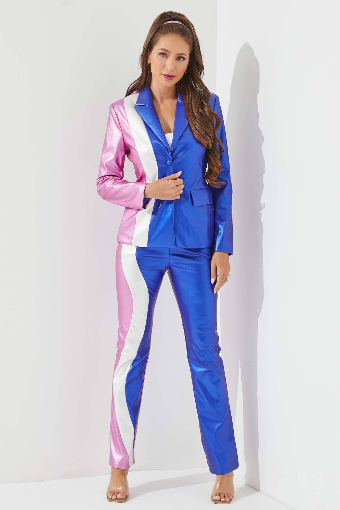 RIVIR - Vente Tailleur – femme - Ensemble blazer et pantalon multicolores13