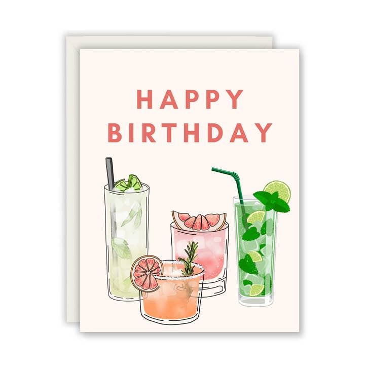 Carte de vœux pour un cocktail d'anniversaire - Boisson alcoolisée pour la vente par Paper Giggles