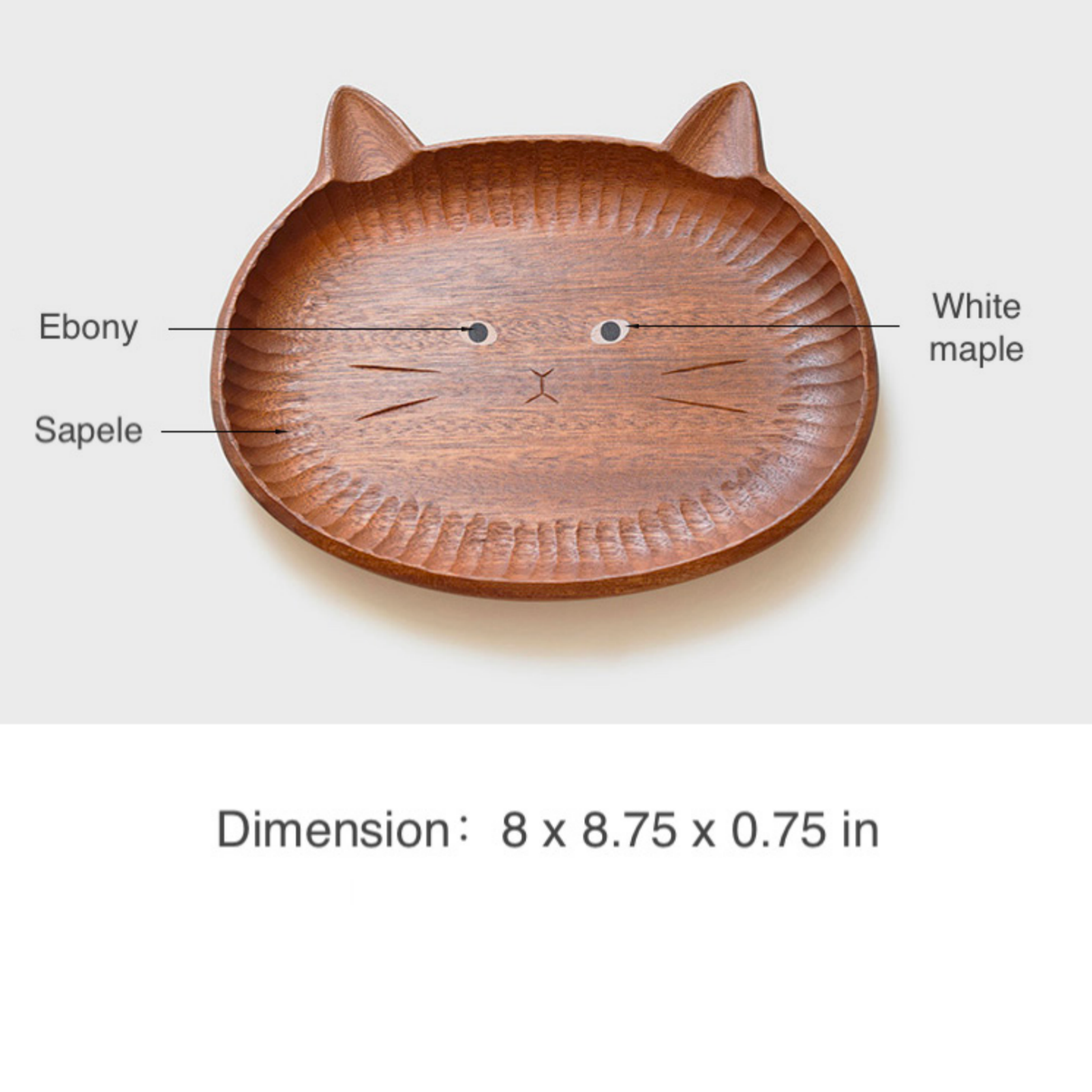 Senser Woodcraft – wholesale Decorative plate/dish/bowl – Hand carved wooden plate - Small Eyes Cat / Home Decor6