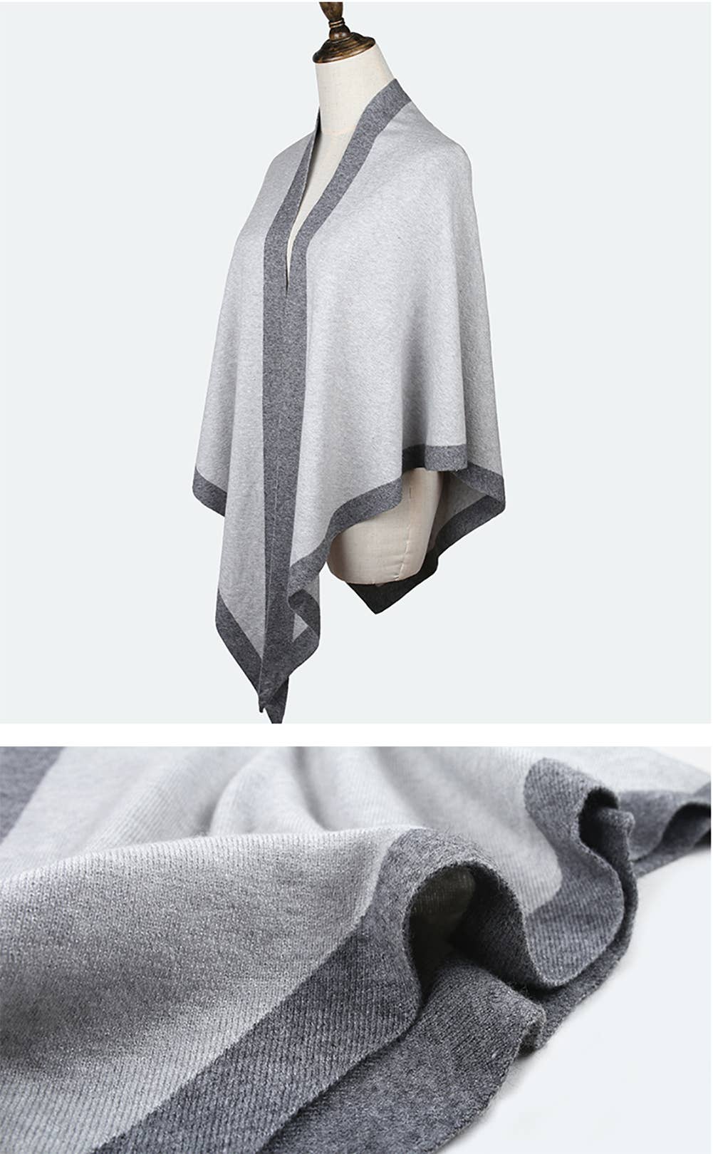 Fennco Styles - Wholesale Omslagdoek - Dames - Driehoekige omslagdoek van kasjmiermix met contrasterende randen23