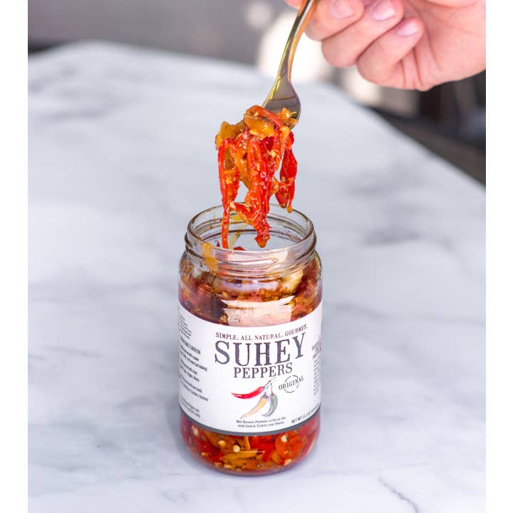 Suhey Peppers - Wholesale Pickled Vegetables - "Medium" Heat - Peppers in Olive Oil (15.5oz)3