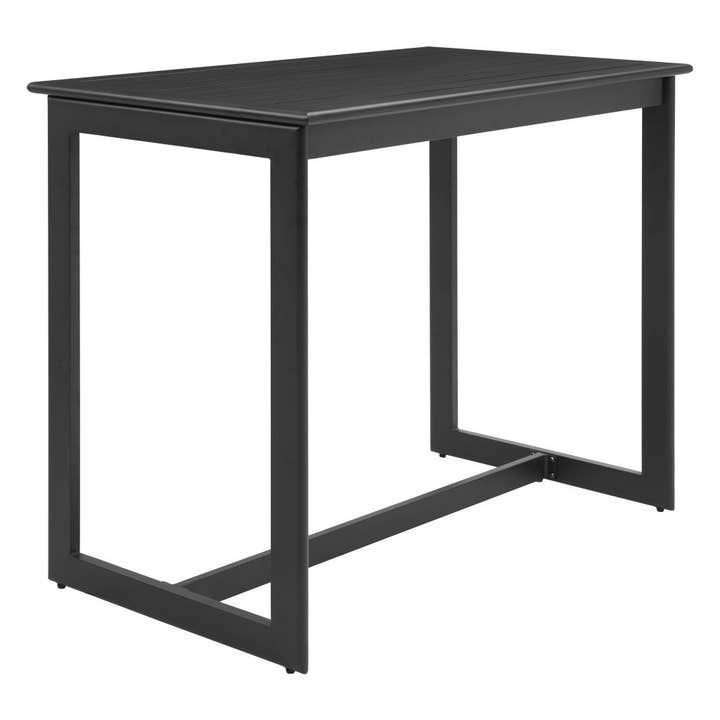 HomeRoots - Wholesale Patio Table - 51" Black Aluminum Slat Outdoor Bar Table5