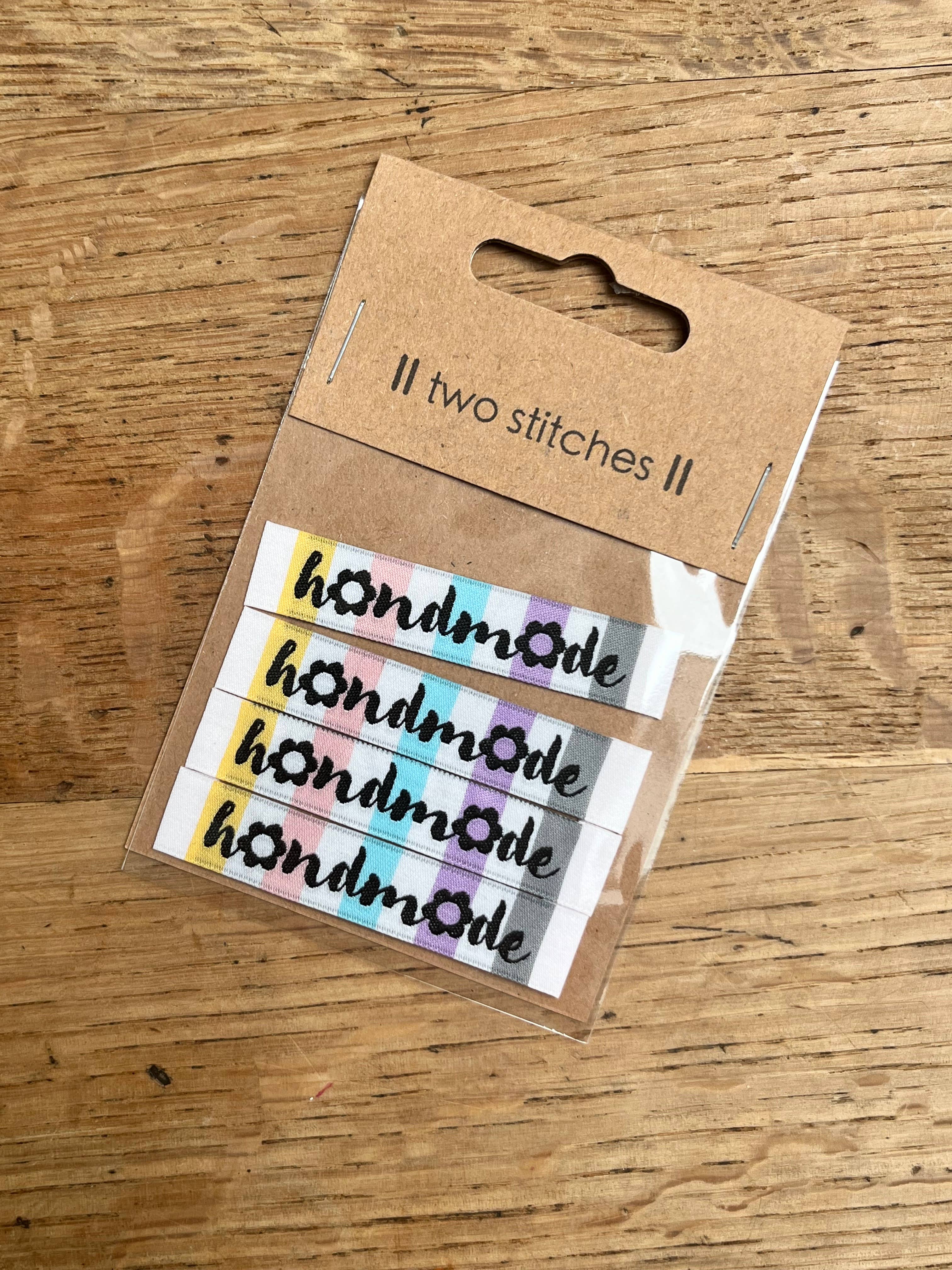 Two Stitches Patterns - Wholesale Craft Supplies - Floral Handmade - Sewing Woven Clothing Label Tags -4 Pack2