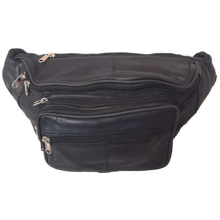 Sort Ægte lammeskind læder Jumbo Fanny taske #3099 for engroshandel på Faire