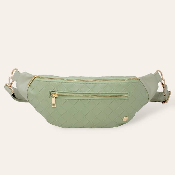 The Darling Effect - Wholesale Belt Bag - Women's - Trendy Luxe Belt Bag - Woven Sage3