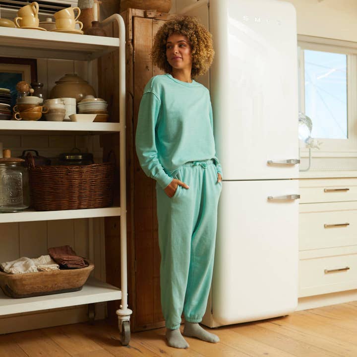 Calça de Moletom Terry Stripe - Seafoam Verde por atacado de Lauren James