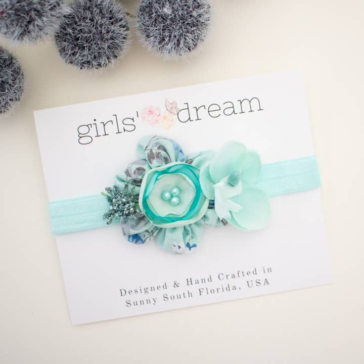 Diadema de flores, diadema de menta, diadema, diadema para bebés para venta al por mayor de Girls' Dream
