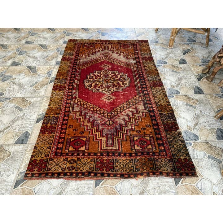 Vintage turkisk handknuten ullmatta för lantlig stil 3x5 fot för wholesale av Oushak Rugs