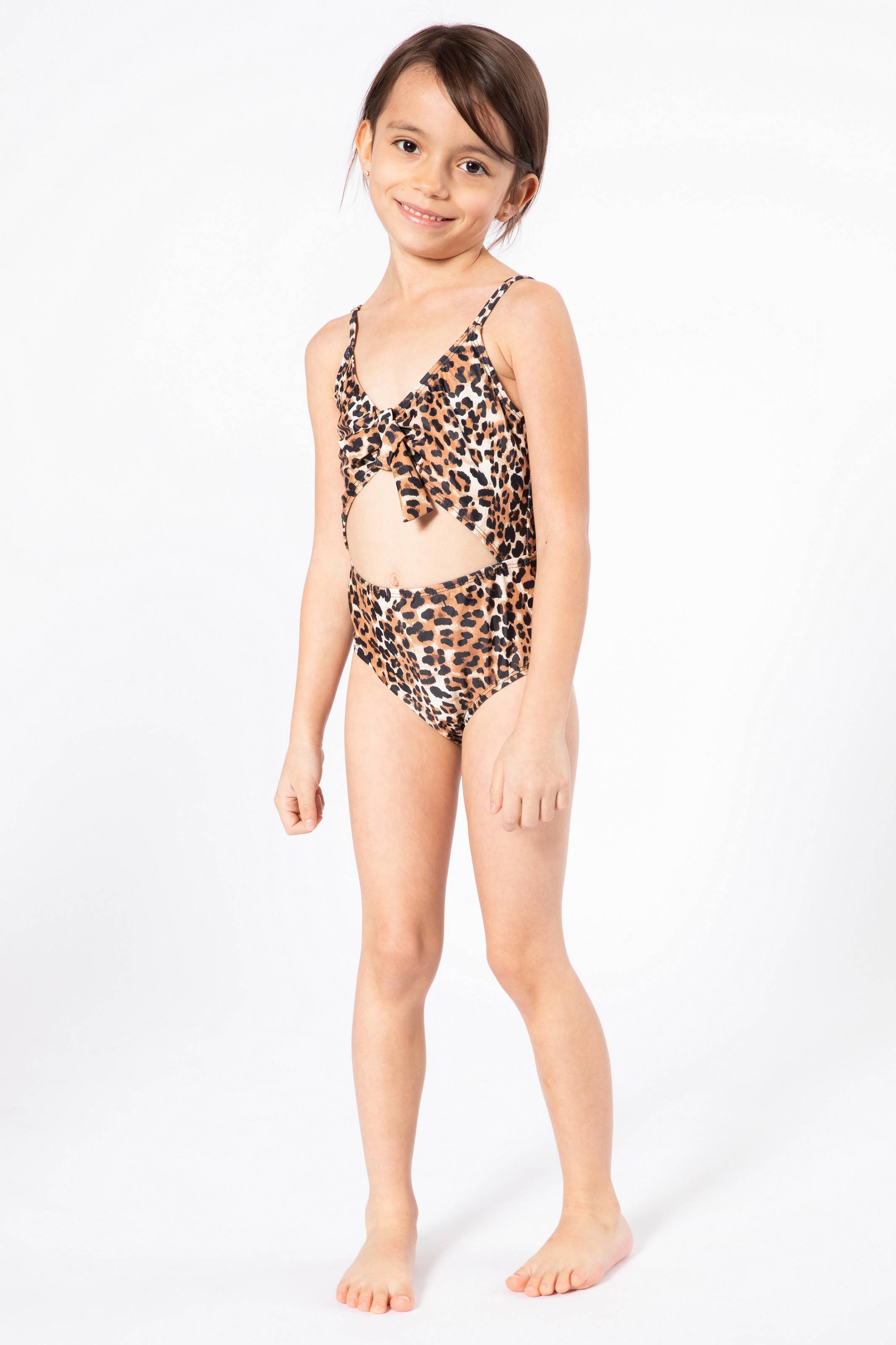 MARINA WEST SWIM - Wholesale Zwempak - Kinderen - Eén stuk met strik en uitsparing aan de voorkant - K4712 Cheetah1
