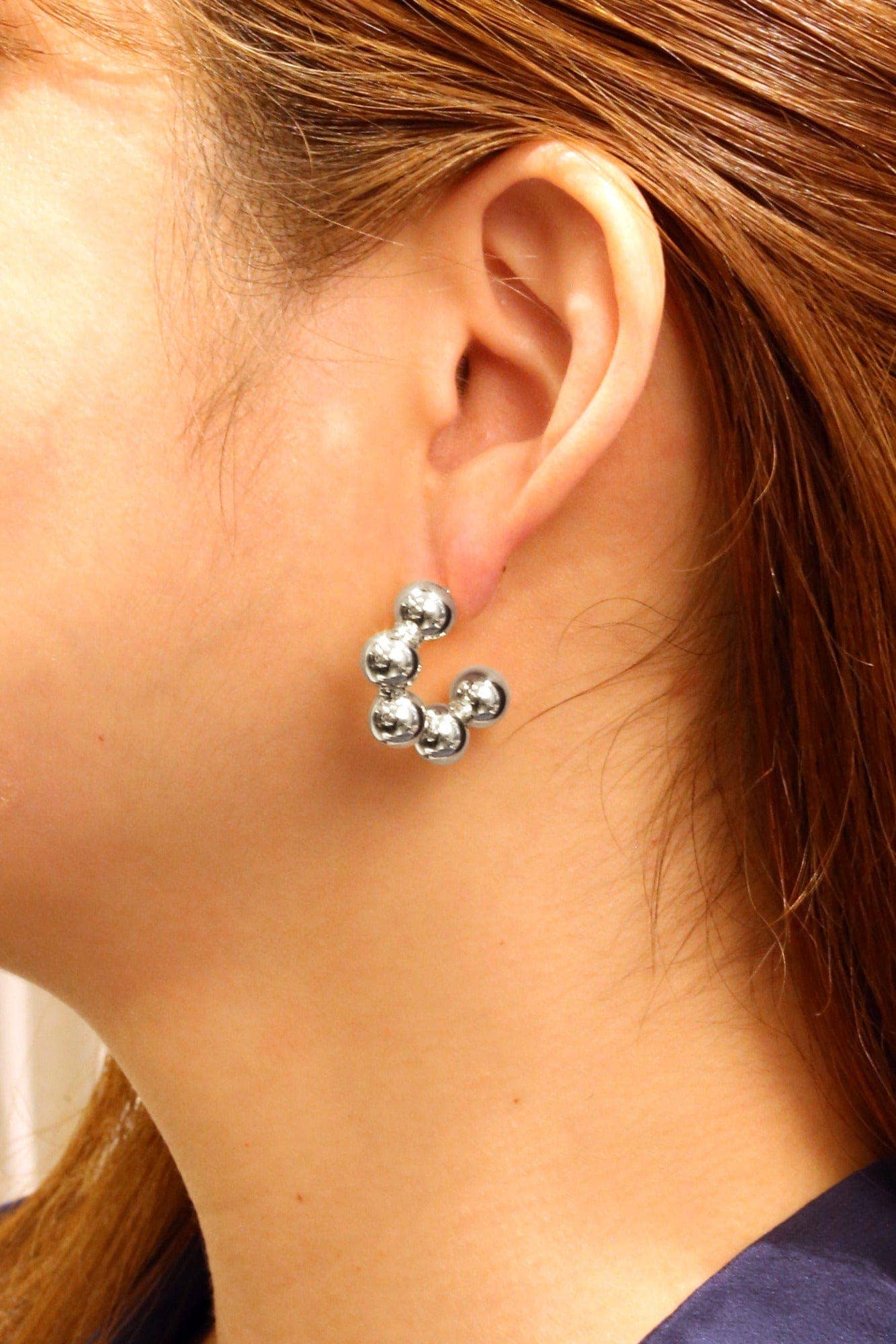 MiMi Wholesale - Wholesale Hoop Earrings - SJE310611 14K Multi-Ball Hoop Post Earrings3