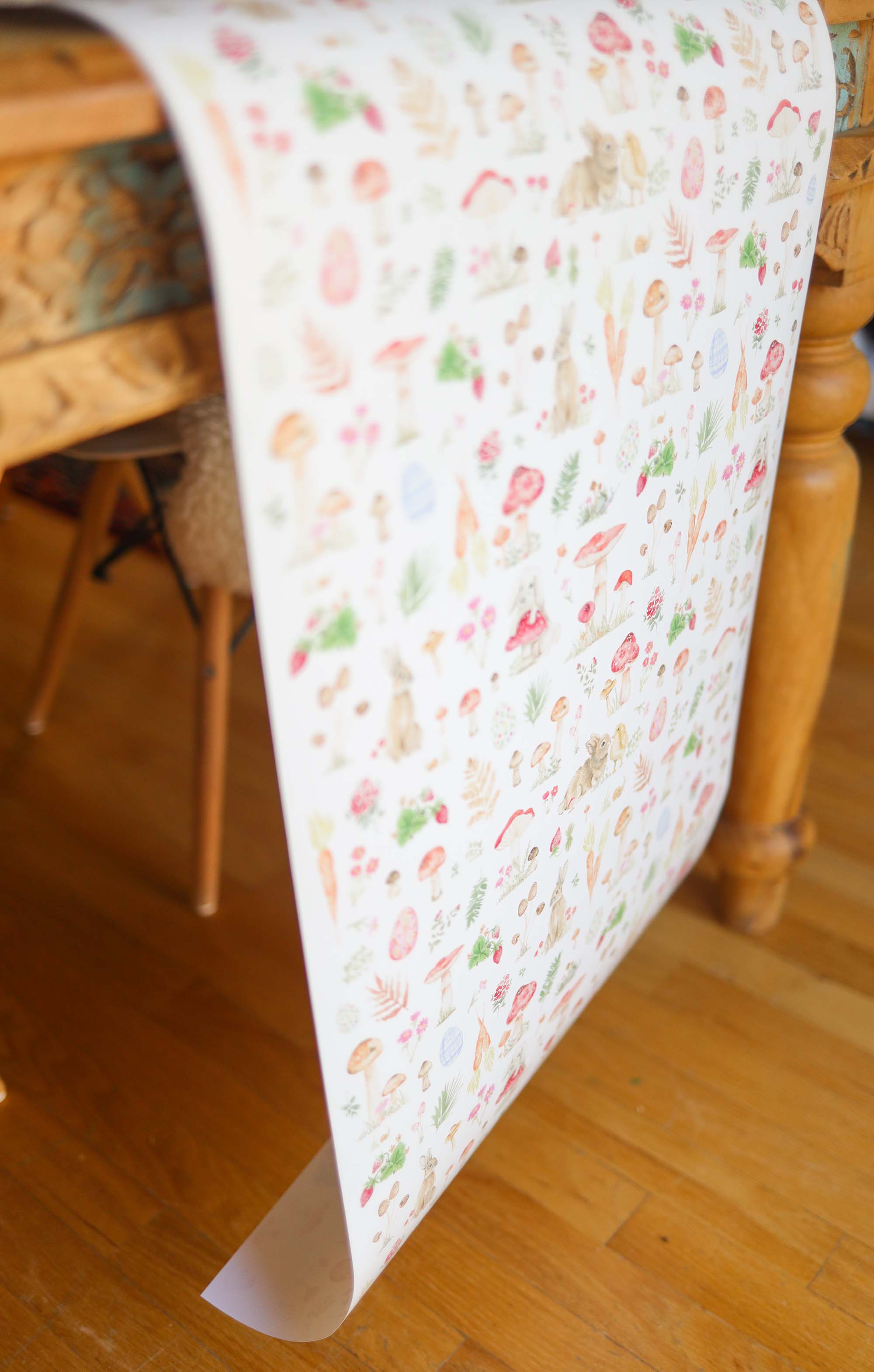 Stephanie Tara Stationery – Engroshandel Engangsbordløber – bordløber -akvarel påske kaniner og svampe print4